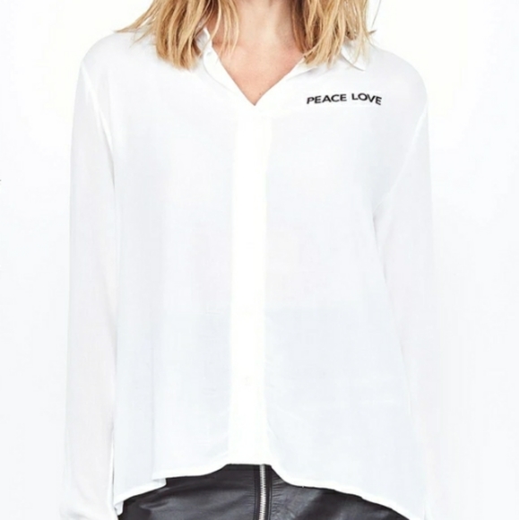 LAUREN MOSHI Button Up Peace Love Shirt - Picture 2 of 7